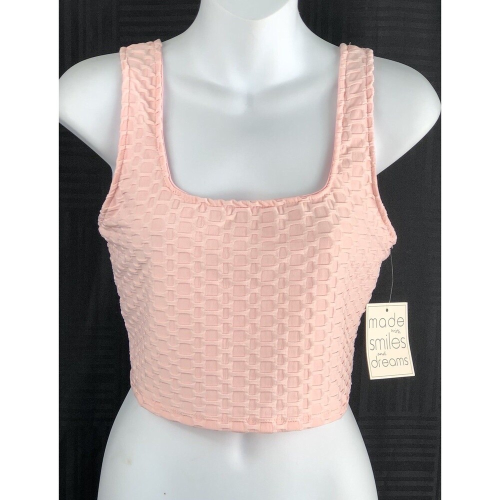 NWT Timing Sleeveless Cropped Tank Top M Pink Square Neck/Back Y2K 90s Bralette